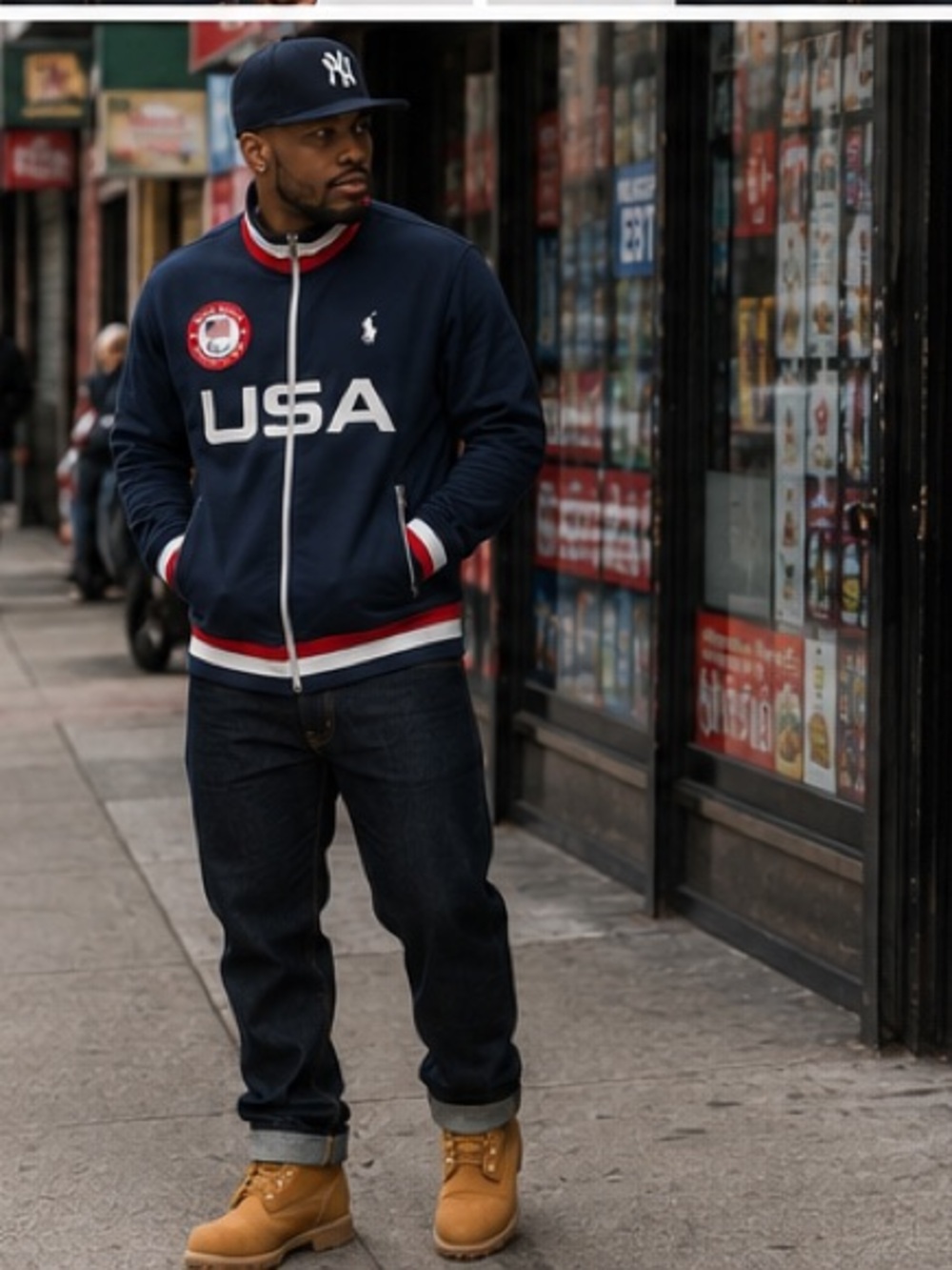 Polo by Ralph Lauren Navy, Red & White USA Zip-Up Sweater - Picture 5 of 7